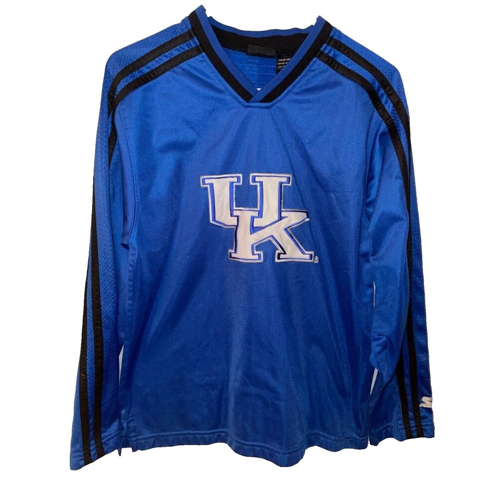 Vtg Starter Kentucky UK Wildcats Long Sleeve Pullover Blue YOUTH Boys L 14-16